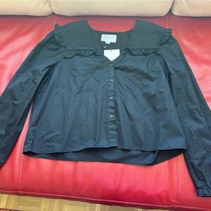 The Shirt by Rochelle Behrens Black Women's Button-Front Blouse